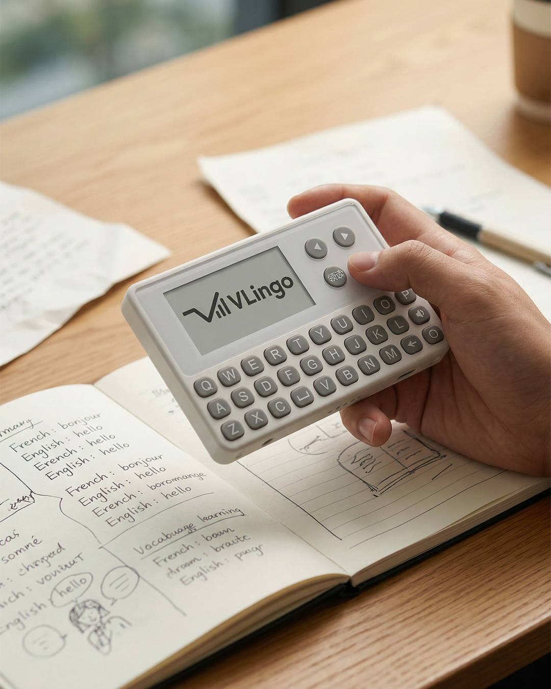 VLINGO V07 dipakai di meja belajar
